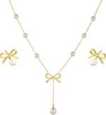 Vbvbip Elegant Stainless Steel Pearl Pendant Necklace & Earrings Set for Women, Hypoallergenic Jewelry Gift Set, Classic Boho Bridal Party Accessories - Image 10