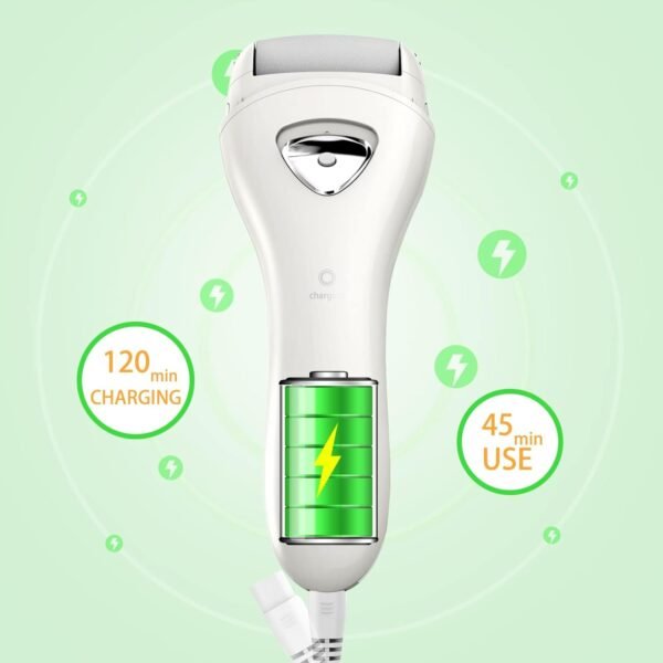 ⁦Electric Hard Skin Remover Foot Callus Remover Electric Foot File Rechargeable Dead Skin Remover for Feet Electric Pedicure Kit Proffessinal Feet Care with 3 Roller Heads 1 Cleaning Brush USB Cord⁩ - الصورة ⁦5⁩