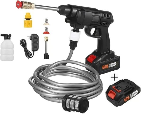 WOLF pihot® 48VF Portable Battery, Car Wash, Cordless Gun for Home Use for Effective Cleaning of Bikes, Motorcycles, Cars, Floors, Driveways, Gardens With Two Battery, Black - Image 5