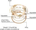 ELECDON Handmade Boho Shell Anklet for Women, Shell Ankle Bracelet Set for Women, Gold Boho Bead Adjustable Anklet, Hawaiian Beach Seashell Pearl Heart Starfish Conch Foot Jewelry Gifts - Image 6