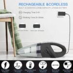 IDEA-TECH Car Vacuum Cleaner, 3.2KPa Strong Cyclone Suction, 12V 120W Rechargeable, for Pet Hair Car Home Cleaning, Black, 355*105*125mm/13.97*4.13*0.16in, F6001 - Image 14