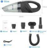 IDEA-TECH Car Vacuum Cleaner, 3.2KPa Strong Cyclone Suction, 12V 120W Rechargeable, for Pet Hair Car Home Cleaning, Black, 355*105*125mm/13.97*4.13*0.16in, F6001 - Image 7