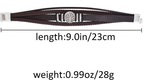 Multilayer Brown PU Leather Bracelet, Braided Magnetic-Clasp Wrap Bangle for Men - Image 7