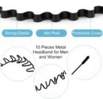 fenshine Metal Hair Bands Feather Wavy Headband Unisex Black Wavy Headband Polished Backwards Non-Slip Sports Hair Band for Women Men 6 Pack - Image 11