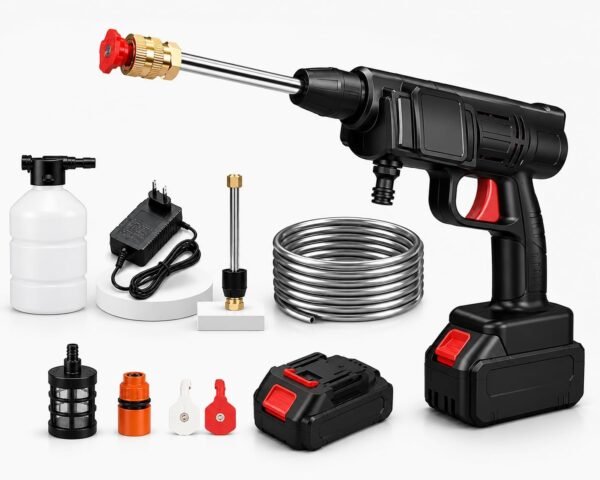 Cordless Portable Battery Pressure Washer 2800W, 45 Bar High Pressure Cleaner with 2 Batteries, Heavy Duty Power Washer for Car Washing, Solar Panels, AC Units & Outdoor Cleaning - Image 4