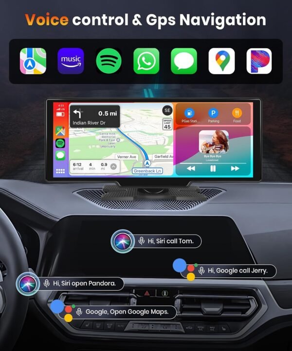 podofo 10.26 Touchscreen Portable Wireless Apple Carplay Car Stereo, Portable Car Screen Compatible with Bluetooth Hands-Free/GPS Navigation/Siri Assistant/Voice Control,7V-32V Suit for All Vehicles Buy Online at Best Price in UAE - Amazon.ae - Image 9