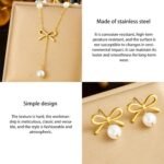 Vbvbip Elegant Stainless Steel Pearl Pendant Necklace & Earrings Set for Women, Hypoallergenic Jewelry Gift Set, Classic Boho Bridal Party Accessories - Image 4