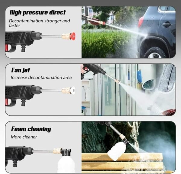 WOLF pihot® 48VF Portable Battery, Car Wash, Cordless Gun for Home Use for Effective Cleaning of Bikes, Motorcycles, Cars, Floors, Driveways, Gardens With Two Battery, Black - Image 6