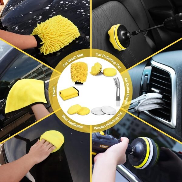 Oasisgalore 27-Piece Car Wash Kit Set, Car Cleaning Brush Accessories, Handheld Brushes for Interior/Exterior/Wheels (yellow) - Image 6