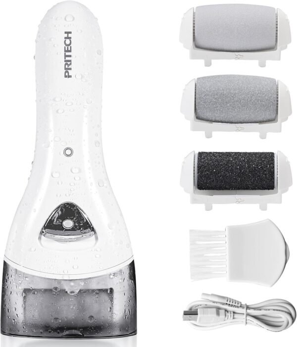 ⁦Electric Hard Skin Remover Foot Callus Remover Electric Foot File Rechargeable Dead Skin Remover for Feet Electric Pedicure Kit Proffessinal Feet Care with 3 Roller Heads 1 Cleaning Brush USB Cord⁩ - الصورة ⁦8⁩