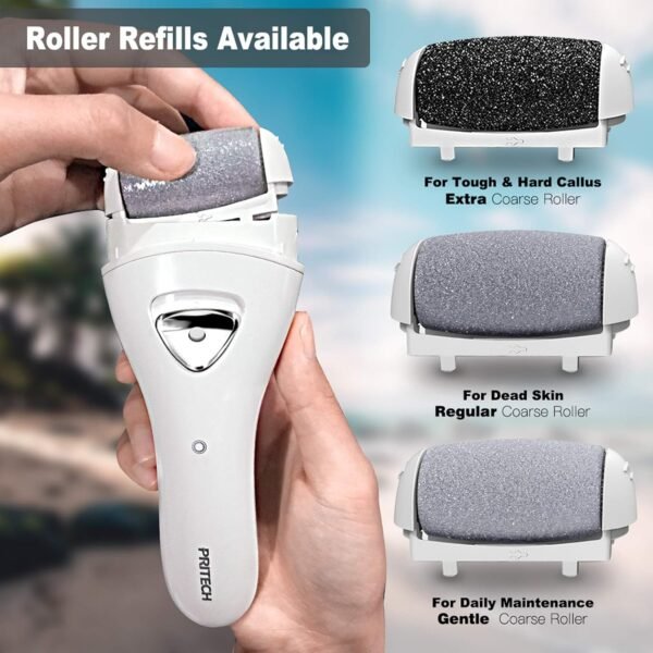 ⁦Electric Hard Skin Remover Foot Callus Remover Electric Foot File Rechargeable Dead Skin Remover for Feet Electric Pedicure Kit Proffessinal Feet Care with 3 Roller Heads 1 Cleaning Brush USB Cord⁩ - الصورة ⁦10⁩