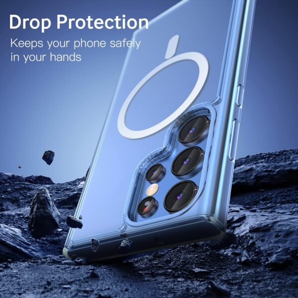 ANNGELAS Magnetic Phone Case Compatible with Samsung Galaxy S22 Ultra – Shockproof Clear Cell Phone Case Works with Wireless Charging, MagSafe Card Wallet – Sleek Protective Case – Mag Safe Case Buy Online at Best Price in UAE - Amazon.ae - Image 3