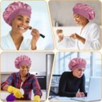 Satin Silk Bonnet compatible with Curly Hair, Hair Bonnet Silk Wrap for Sleeping, Night Sleep Cap for Women (Bean Paste) - Image 16