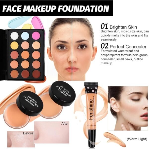 Fenshine All-In-One Makeup Kit for Women - Essential Starter Bundle With Eyeshadow Palette, Lipstick, Eyebrow Pencil, Brush Set for Beginners  Amazon.ae Beauty - Color : multicoloured - Image 9