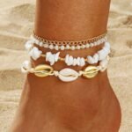 ELECDON Handmade Boho Shell Anklet for Women, Shell Ankle Bracelet Set for Women, Gold Boho Bead Adjustable Anklet, Hawaiian Beach Seashell Pearl Heart Starfish Conch Foot Jewelry Gifts - Image 4