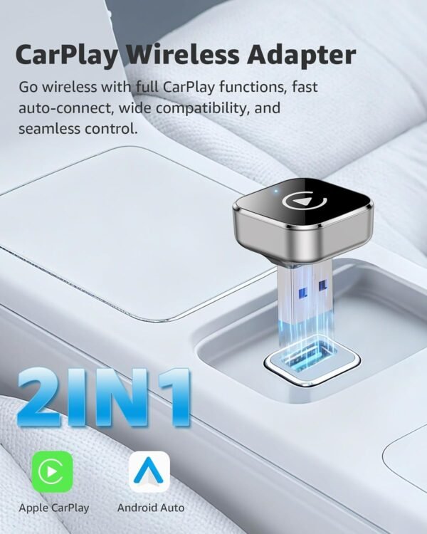 CarPlay Wireless Adapter & Android Auto Adapter, 2026 Upgrade 2-in-1 Plug & Play USB/USB-C Dongle, Converts Wired to Wireless for Cars, Fast Stable Connection, Fits iPhone & Android, Silver - Image 10