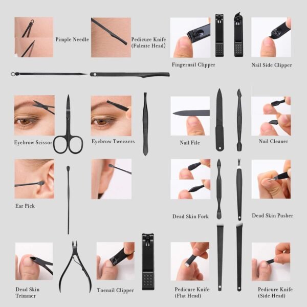 Juqiboom 16pcs Manicure Set with PU Leather Case Personal Care Tool Gift for Men/Women Birthday Christmas Anniversary Wedding Socks - Image 9