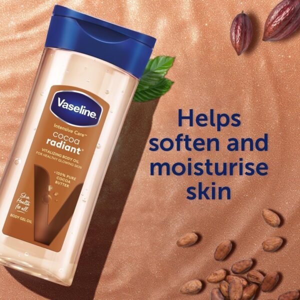 Vaseline Intensive Care Cocoa Radiant Vitalizing Body Oil With 100% Pure Cocoa Butter & Replenishing Oils For Long-Lasting Radiant Glow| Non-Greasy Body Gel Oil for Healthy & Glowing Skin| 200 ml - Image 6