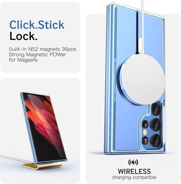 ANNGELAS Magnetic Phone Case Compatible with Samsung Galaxy S22 Ultra – Shockproof Clear Cell Phone Case Works with Wireless Charging, MagSafe Card Wallet – Sleek Protective Case – Mag Safe Case Buy Online at Best Price in UAE - Amazon.ae - Image 8