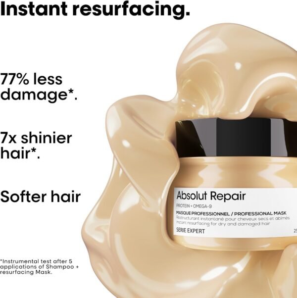 L'Oréal Professionnel Serie Expert Absolut Repair Hair Mask for Dry, Frizzy and Damaged Hair, Deep Nourishing Treatment, with Omega 9 & Protein, 250ml  Amazon.ae: Beauty - Image 2