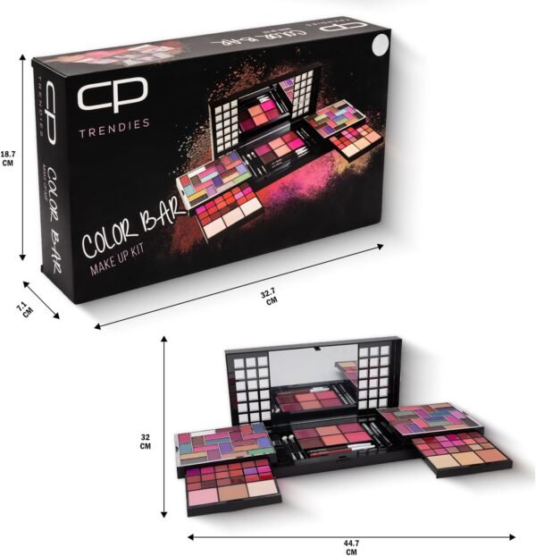 CP Trendies Color Bar Makeup Kit No. 76 for Ladies & Girls | Perfect Makeup Gift Set for Women with 42 Eyeshadows,Eyeliner, Lip Brush & Pencil, Mascara, Mirror, Compact Powder, Foundation  Amazon.ae: Beauty - Image 8