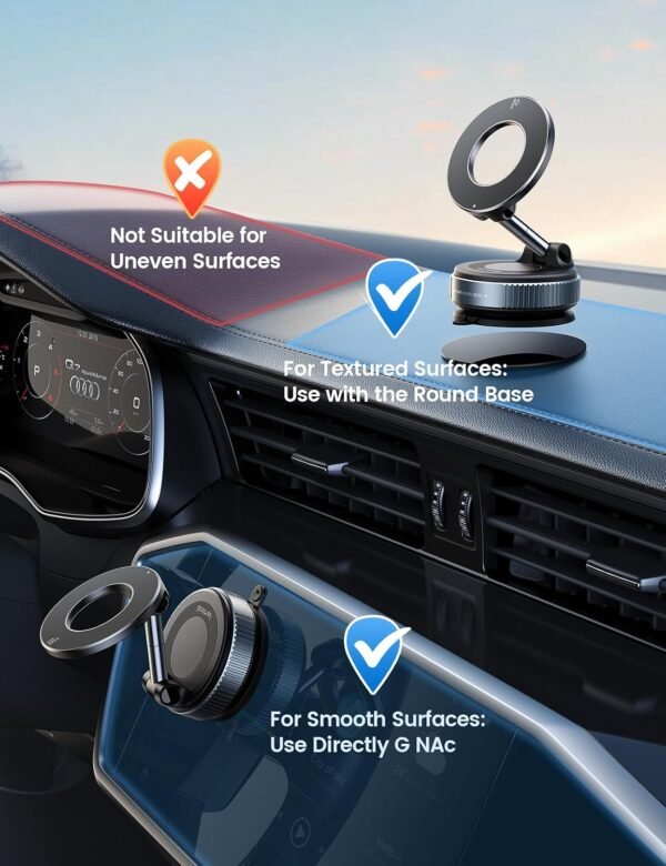 Lamicall Car Phone Holder 70LBS Vacuum Suction Dashboard & Windshield | 20X Mag safe Car Mount 360° Foldable Magnetic Mobile Holder for Car fit iPhone 17 16 15 14 Pro Max Gift Truck Black  Amazon.ae: Automotive - Image 7