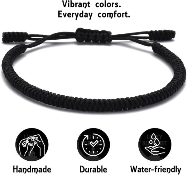 LUCKY BUDDHIST Handmade Bracelet + Buddhist Gift! Tibetan Good Luck String Armband. for Women, Men, Teens. Adjustable Size! Friendship Present. Handcrafted Rope Woven Chakra Wristband, 15–25 cm, Nylon - Image 5