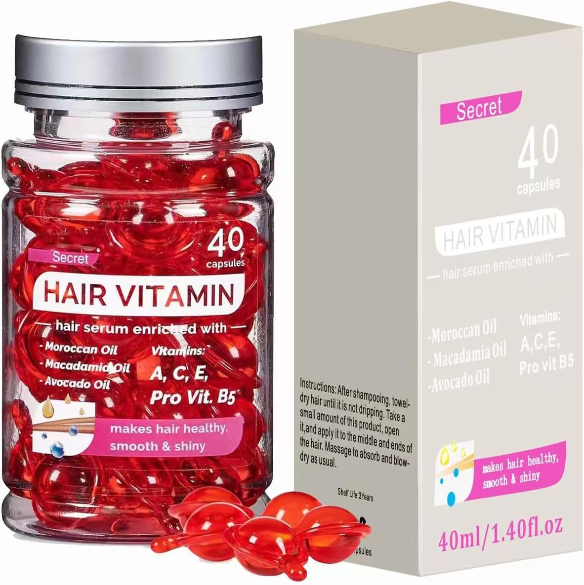 71q4my9NjDL._AC_SL1500_.jpg LBOYLOVE® Hair Treatment Serum, Hair Vitamin Serum Oil with Argan Macadamia, Avocado Oil & Vitamins A, E, B5, Conditioner for Women & Men, No Rinse for Hair Repair, Moisturizing - Image 1