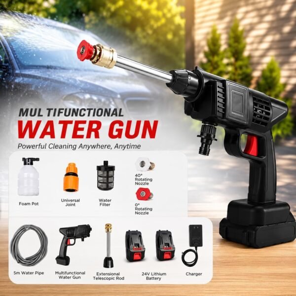 Cordless Portable Battery Pressure Washer 2800W, 45 Bar High Pressure Cleaner with 2 Batteries, Heavy Duty Power Washer for Car Washing, Solar Panels, AC Units & Outdoor Cleaning - Image 3