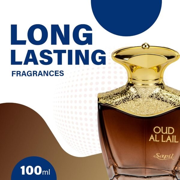Sapil Oud al Lail Eau De Parfum 100ml, Affordable Luxury Unisex Perfume, Youthful Fragrance with Chamomile, Apricot, Amalfi Lemon Top Notes, Bold Blend Perfumes for Women and Men - Image 8