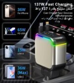 XXZU 137W Fast Charging Car Charger，4-in-1 Adapter with 2 Retractable Cable | Cigarette Lighter with 65W Retractable Cable, USB C and USB A Charging Ports, Voltage Display, for iPhone/Android/iPad/Laptop - Image 9
