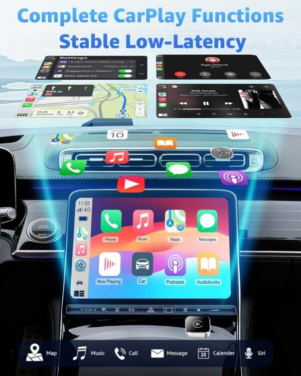 CarPlay Wireless Adapter & Android Auto Adapter, 2026 Upgrade 2-in-1 Plug & Play USB/USB-C Dongle, Converts Wired to Wireless for Cars, Fast Stable Connection, Fits iPhone & Android, Silver - Image 3