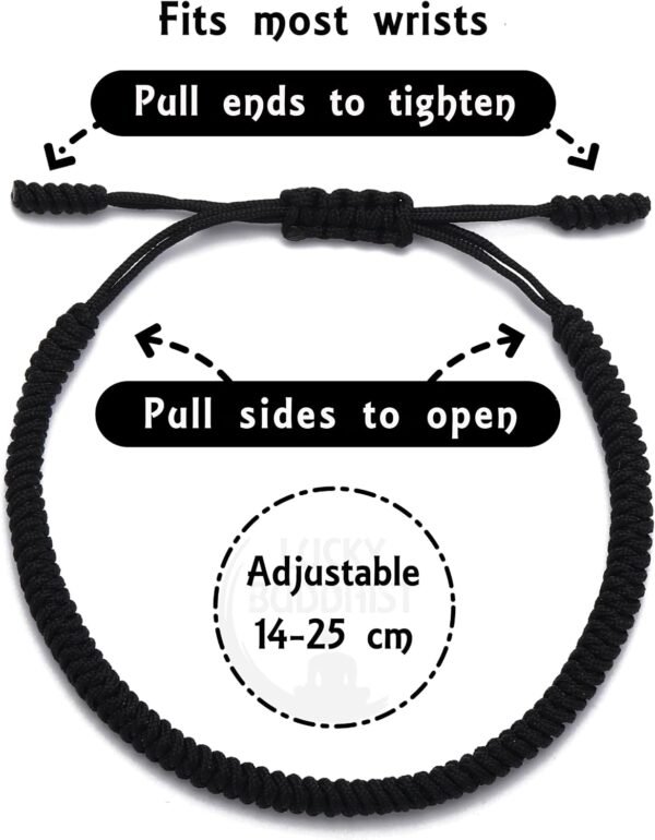 LUCKY BUDDHIST Handmade Bracelet + Buddhist Gift! Tibetan Good Luck String Armband. for Women, Men, Teens. Adjustable Size! Friendship Present. Handcrafted Rope Woven Chakra Wristband, 15–25 cm, Nylon - Image 12