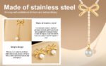 Vbvbip Elegant Stainless Steel Pearl Pendant Necklace & Earrings Set for Women, Hypoallergenic Jewelry Gift Set, Classic Boho Bridal Party Accessories - Image 8
