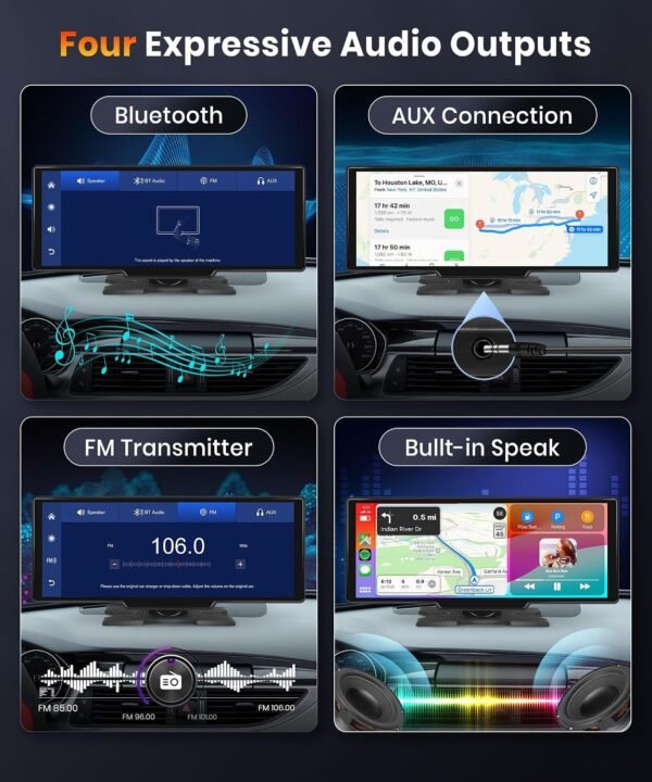 podofo 10.26 Touchscreen Portable Wireless Apple Carplay Car Stereo, Portable Car Screen Compatible with Bluetooth Hands-Free/GPS Navigation/Siri Assistant/Voice Control,7V-32V Suit for All Vehicles Buy Online at Best Price in UAE - Amazon.ae - Image 4