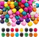 ⁦200Pcs Large Hole Wood Beads, BetterJonny Assorted Color Wooden Beads Hair Braid Beads 16x16-17mm for Macrame Rosary Bracelet Jewelry Craft Making⁩ - الصورة ⁦8⁩