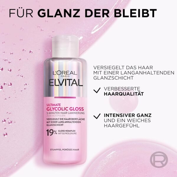 L'Oréal Paris Elvital Glycolic Gloss Bundle with Shampoo, Conditioner, 5 Minutes Hair Lamination for Dull Hair, Care Routine for Healthy Hair and Strong Shine, Set with Glycolic Acid, 3 Pieces Buy Online at Best Price - Image 11