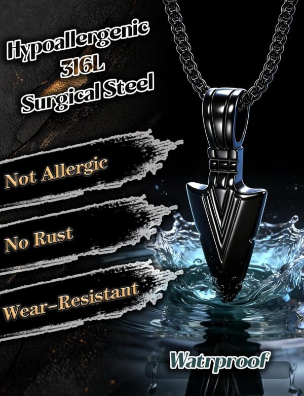 Jstyle Stainless Steel Pendant Necklace for Mens Boys Cool Spearpoint Arrowhead Pendant Chain Necklace Set - Image 13