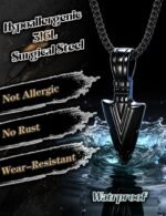 Jstyle Stainless Steel Pendant Necklace for Mens Boys Cool Spearpoint Arrowhead Pendant Chain Necklace Set - Image 4