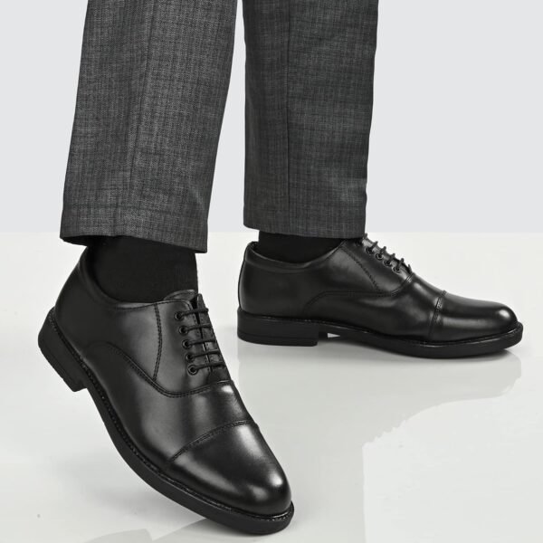 Burwood Men BWD 240 Black Leather Formal Shoes-9 UK (43 EU) (BW - Image 2