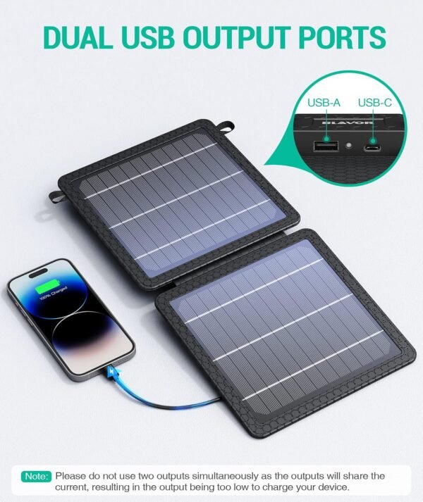 BLAVOR 10W Portable Solar Charger(5V/2A Max), Small Foldable Solar Panel with USB-C USB-A Outputs Compatible with Cell Phone Tablet, IPX4 Waterproof for Camping, Hiking, Backpacking  Amazon.ae: Electronics - Image 10
