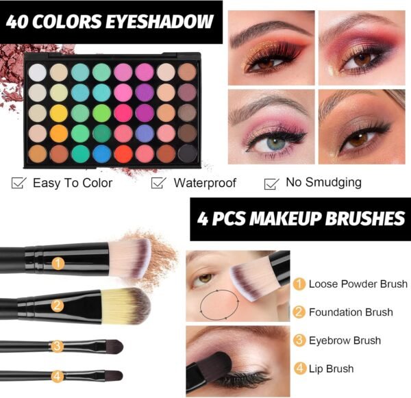 Fenshine All-In-One Makeup Kit for Women - Essential Starter Bundle With Eyeshadow Palette, Lipstick, Eyebrow Pencil, Brush Set for Beginners  Amazon.ae Beauty - Color : multicoloured - Image 10