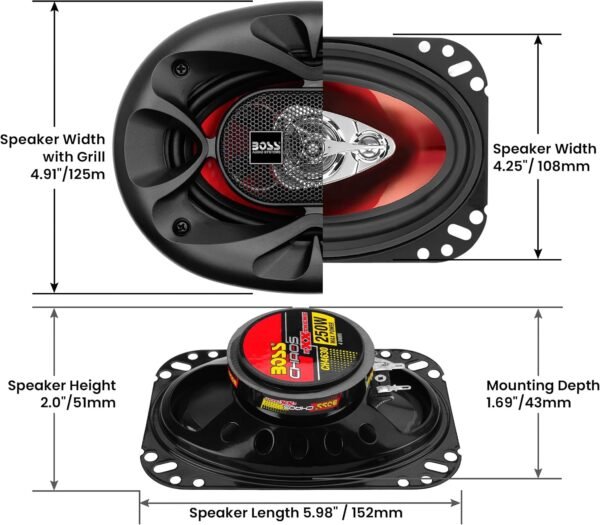 BOSS Audio Systems CH4630 Chaos Exxtreme Series 4 x 6 Inch Car Door Speakers - 250 Watts Max (per Pair), Coaxial, 3 Way, Full Range, 4 Ohms, Sold in Pairs, Bocinas para Carro Buy Online at Best Price in UAE - Amazon.ae - Image 6