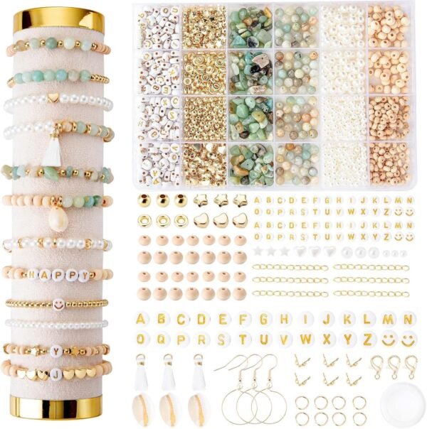 Bracelet Making Kit, Jewelry Making Supplies Kit, Jewellery Crafts Girls Craft Set, Natural Stone Beads for Irregular Natural Stone DIY Craft Bracelet Necklace Earrings for Adults and Kids - Image 8