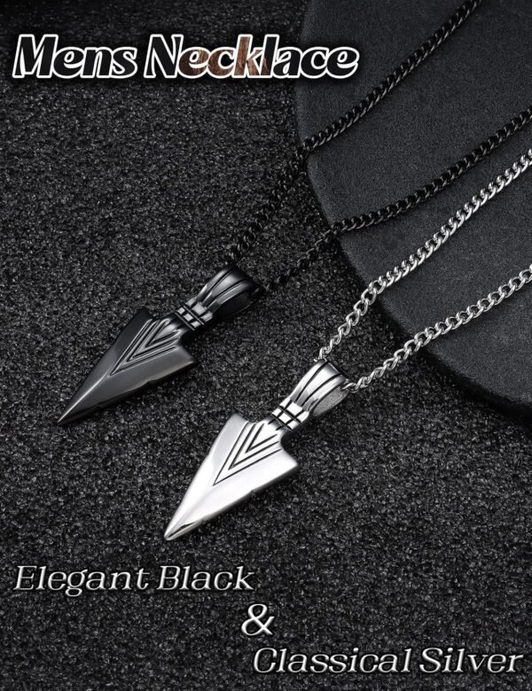 Jstyle Stainless Steel Pendant Necklace for Mens Boys Cool Spearpoint Arrowhead Pendant Chain Necklace Set - Image 16